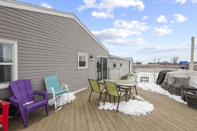 deck featuring area for grilling