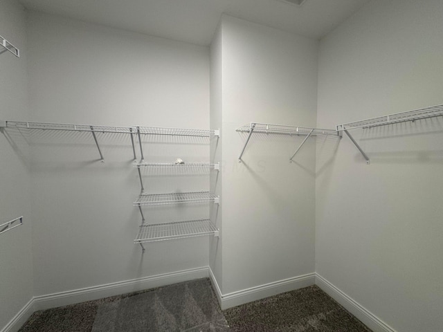 spacious closet with dark carpet