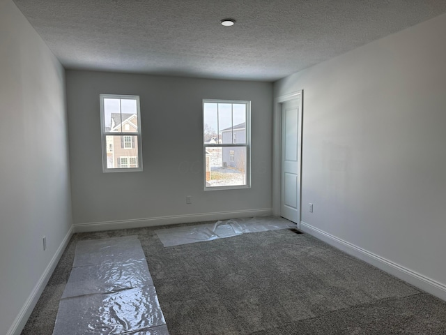 spare room featuring carpet floors and a textured ceiling