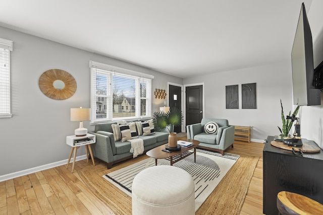 living room featuring light hardwood / wood-style floors