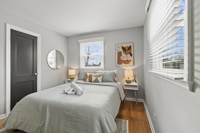 bedroom with wood-type flooring