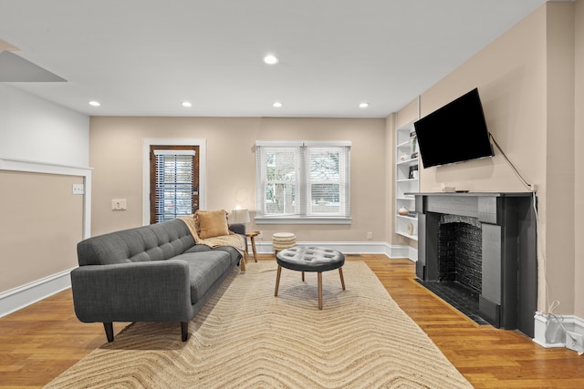 living room featuring light wood-type flooring