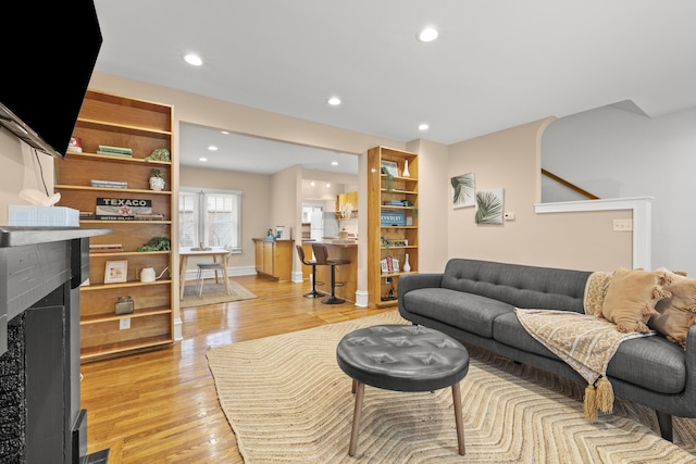 living room with light wood-type flooring