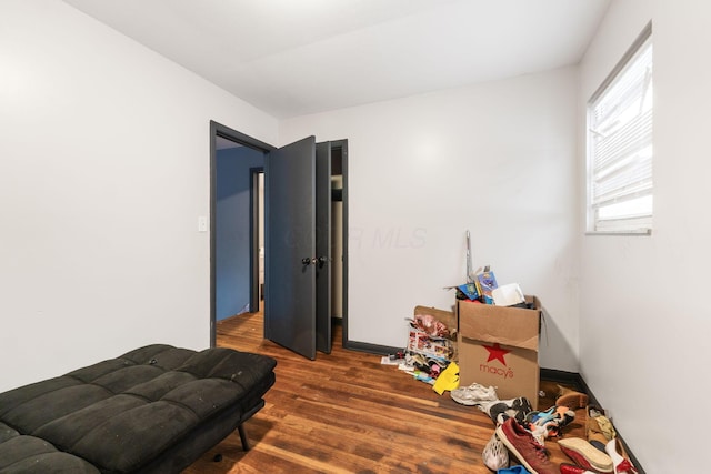 living area featuring dark hardwood / wood-style floors