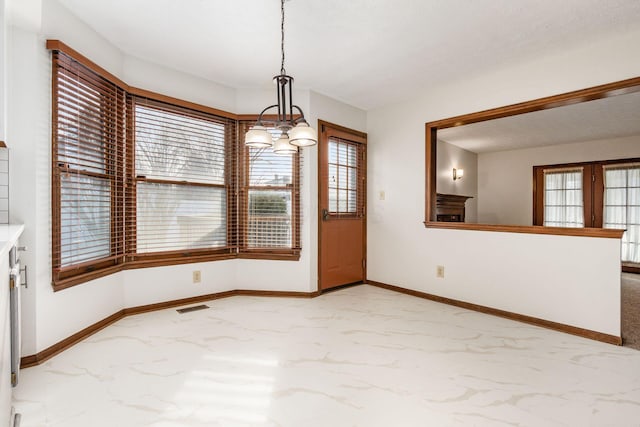 view of unfurnished dining area