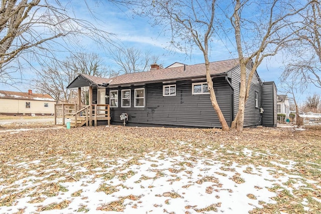 view of snow covered property