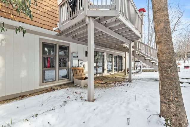 view of snow covered patio