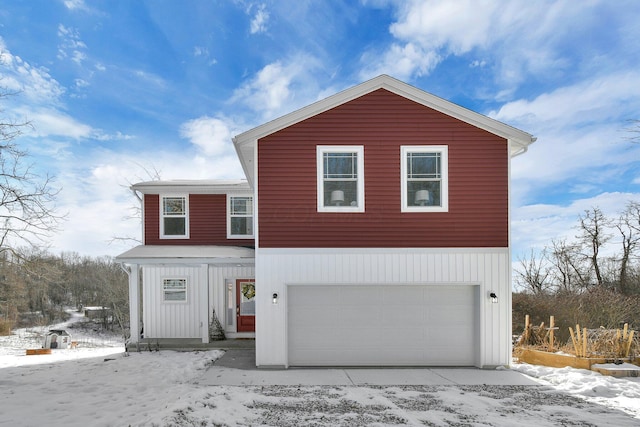 front facade with a garage