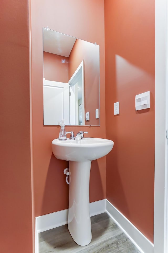 bathroom featuring sink and wood-type flooring