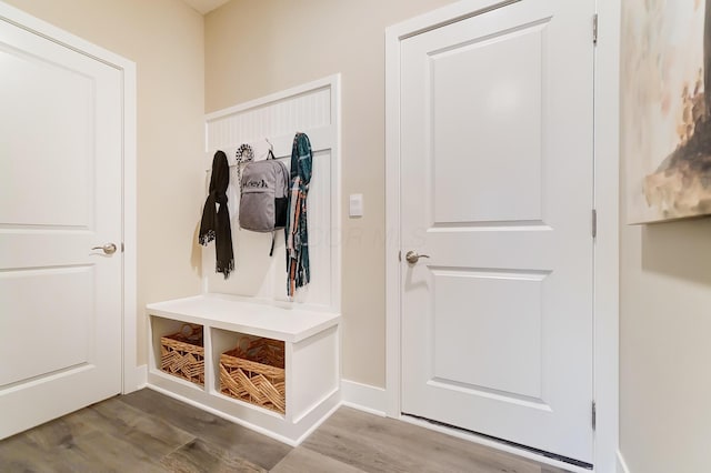 mudroom featuring hardwood / wood-style floors