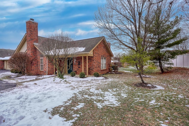 view of snow covered exterior