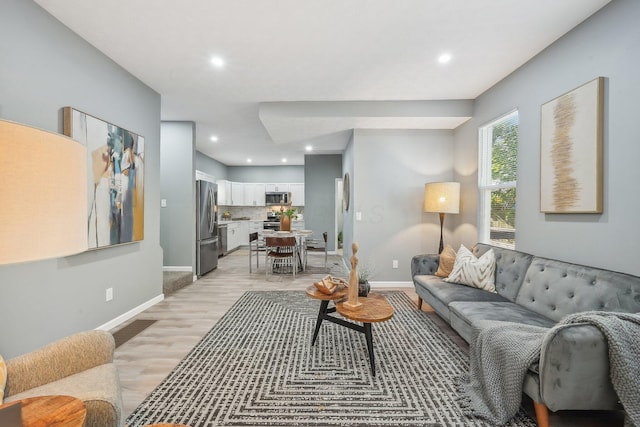 living room featuring light hardwood / wood-style flooring