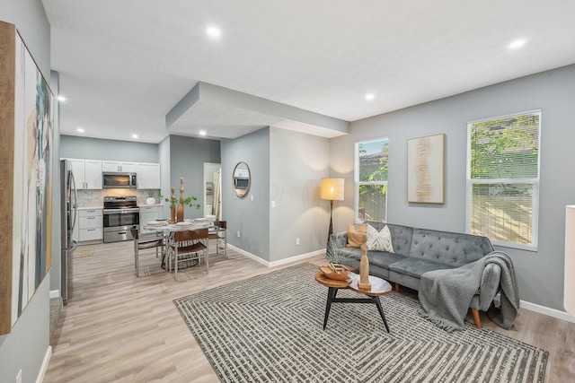 living room featuring light hardwood / wood-style flooring