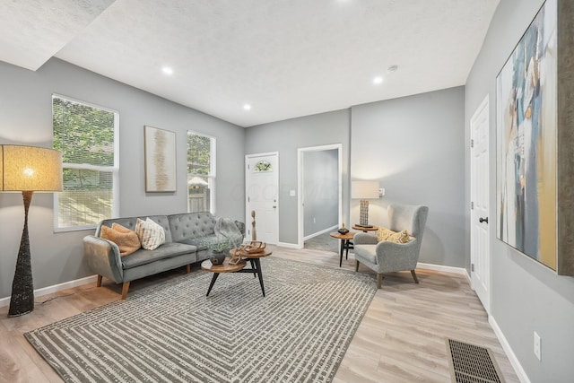 living room with light wood-type flooring