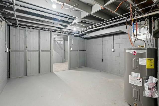 basement featuring water heater