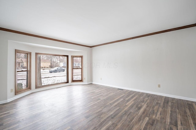 unfurnished room with dark hardwood / wood-style floors