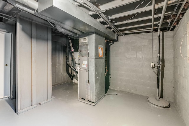 basement with heating unit