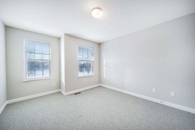 carpeted spare room featuring a wealth of natural light