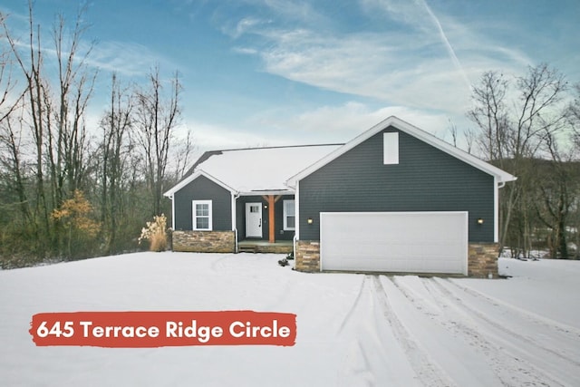 view of front of house with a garage