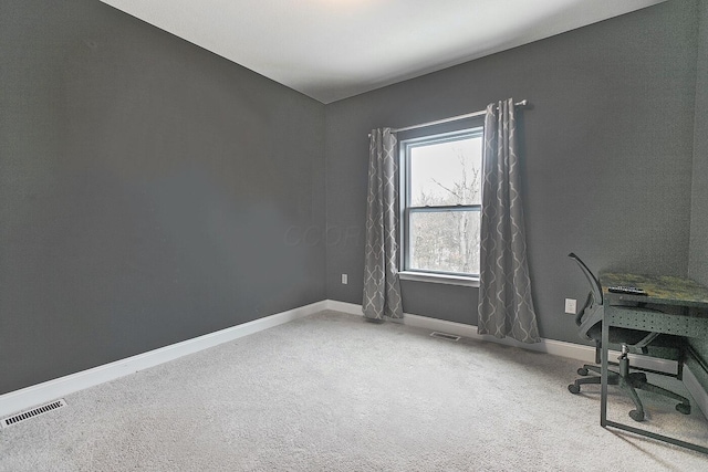 view of carpeted home office