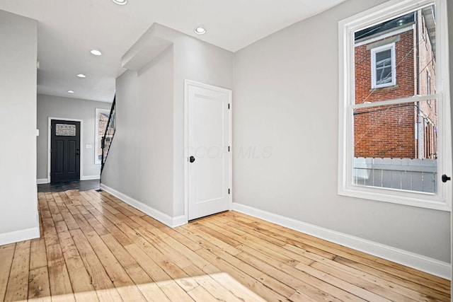 foyer entrance featuring light wood-type flooring