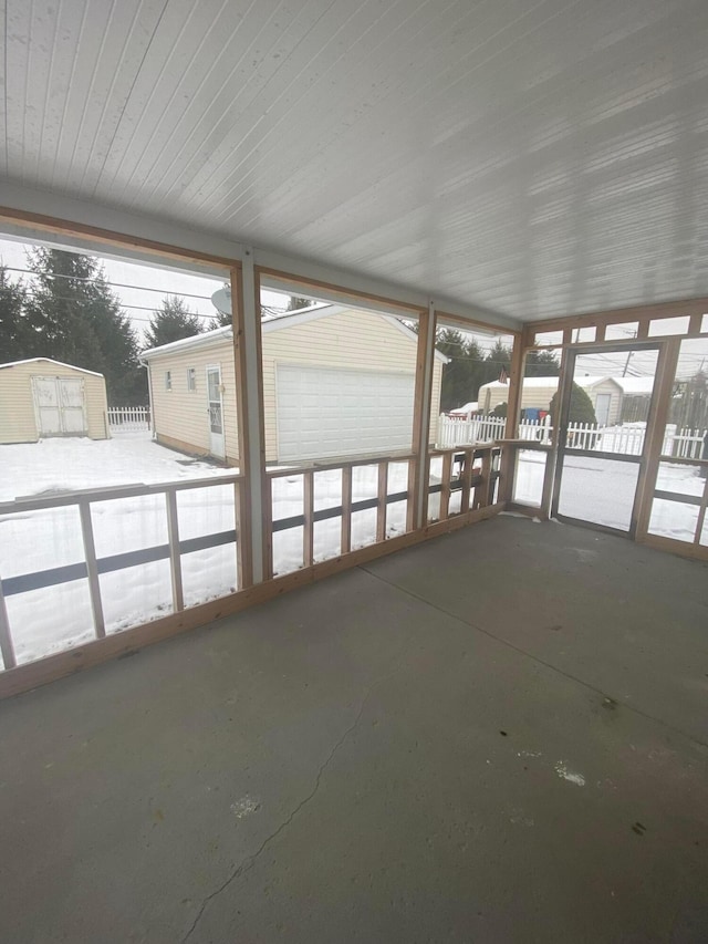 view of unfurnished sunroom