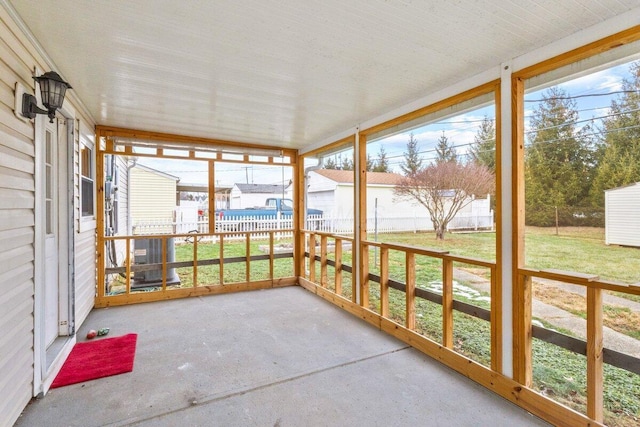 view of unfurnished sunroom