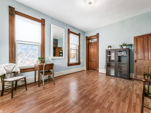 living area featuring light wood-type flooring