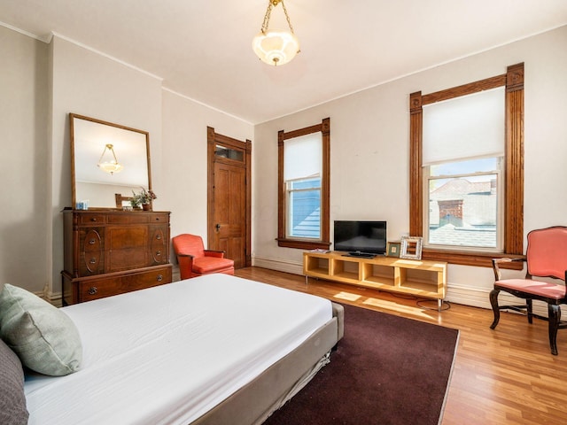 bedroom with hardwood / wood-style flooring