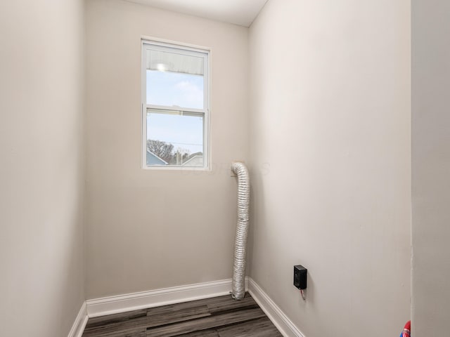 laundry room featuring dark hardwood / wood-style flooring