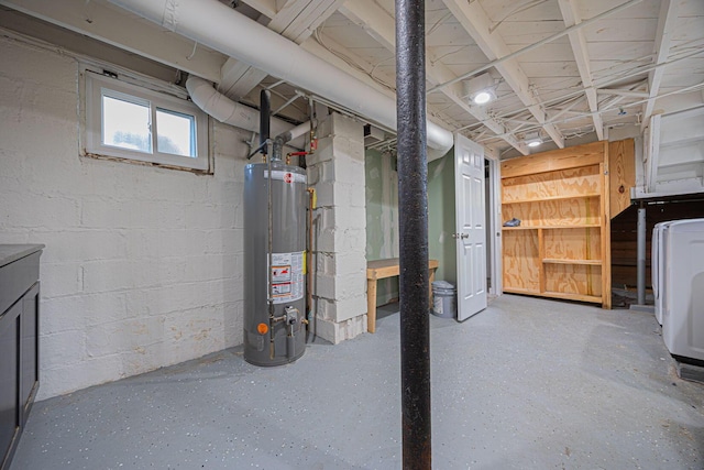 basement with gas water heater