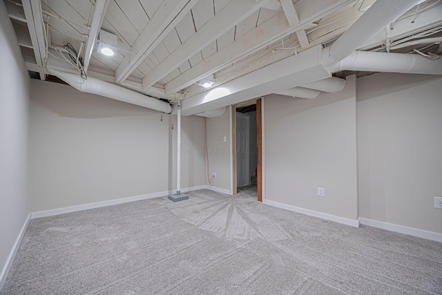 basement with carpet