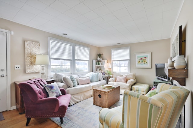 living room featuring light hardwood / wood-style flooring