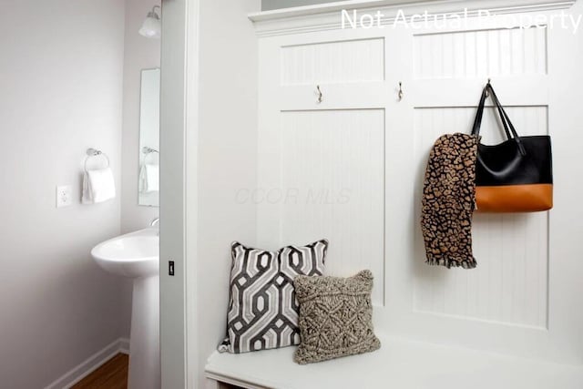 mudroom with baseboards