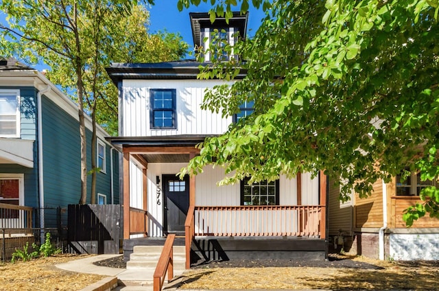 view of front of home featuring covered porch