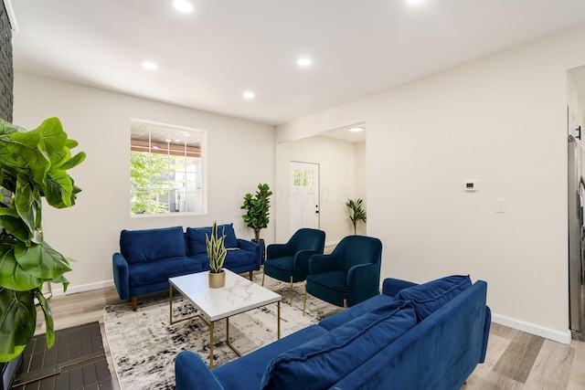 living room featuring light hardwood / wood-style flooring