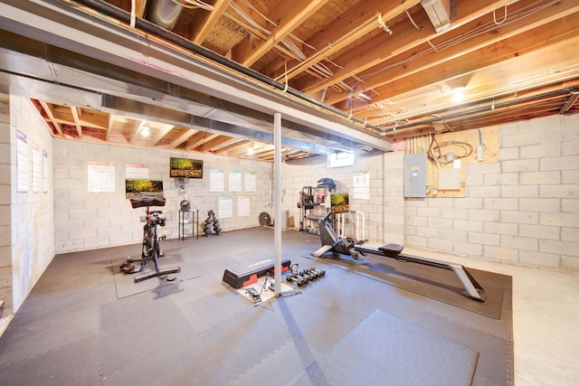 exercise room with electric panel