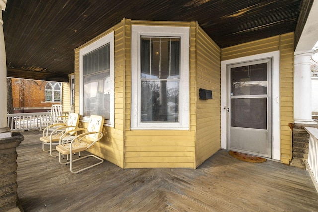 deck with covered porch