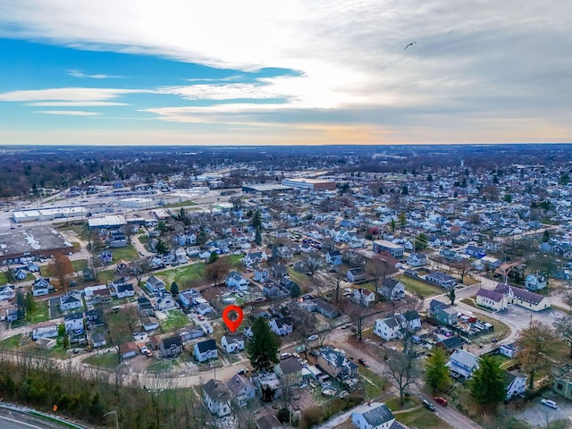 view of aerial view at dusk