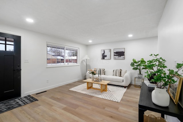 living room featuring light wood-type flooring