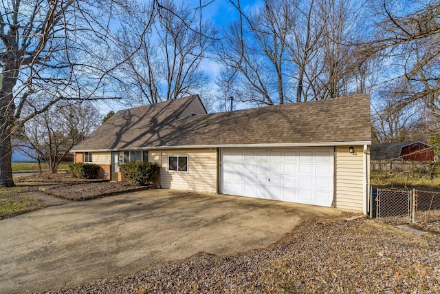 exterior space with a garage