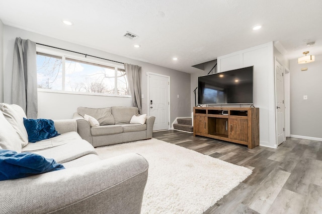 living room with wood-type flooring