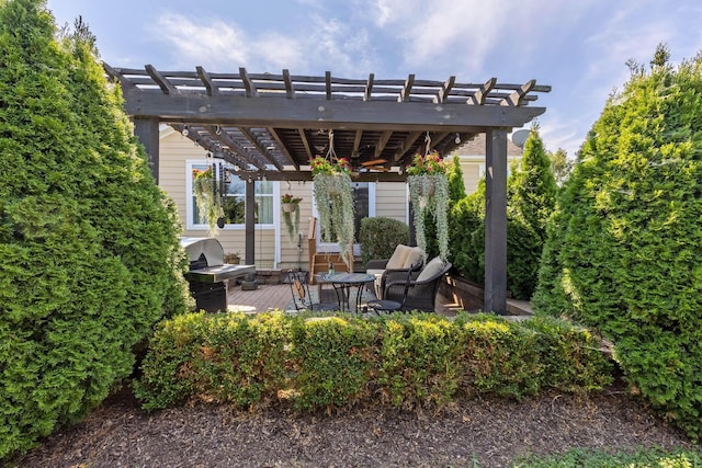 view of patio featuring a pergola