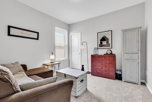 living room with light carpet