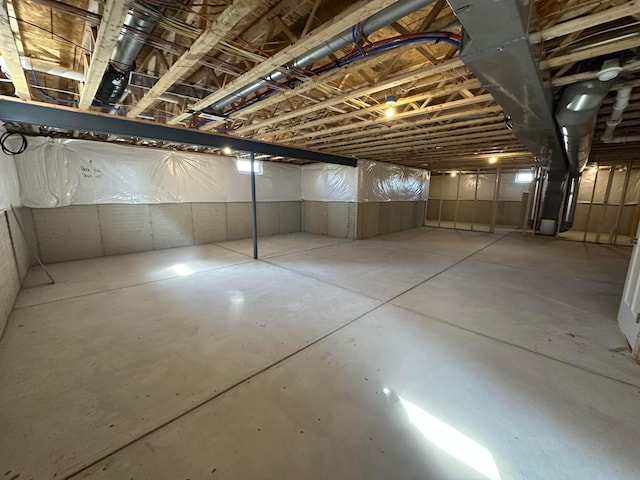 view of unfinished basement