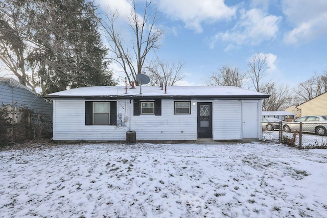 view of snow covered property