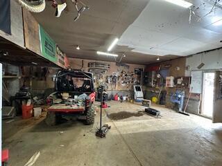 garage featuring a workshop area