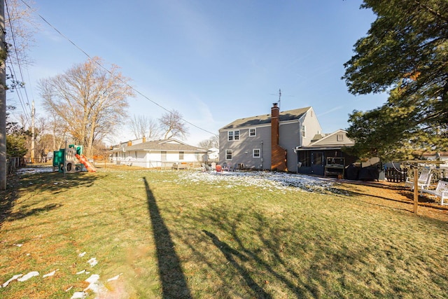 view of yard with a playground