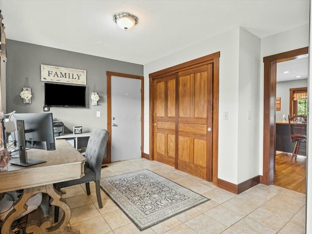 view of tiled home office