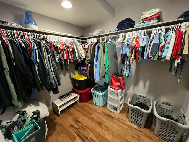 spacious closet with hardwood / wood-style floors